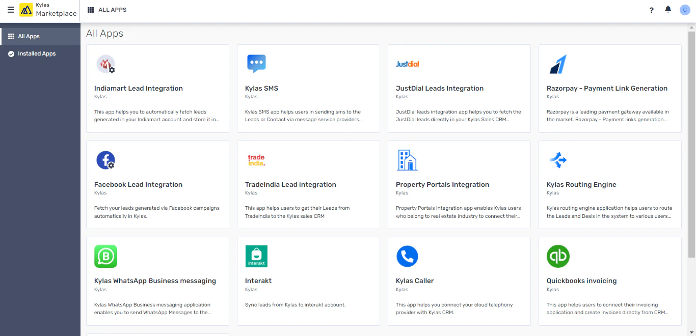 screenshot of Kylas Sales CRM